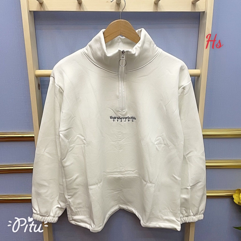Áo sweater nỉ trắng, áo sweater lông thêu chữ Tharsheveristhis mã 593 | BigBuy360 - bigbuy360.vn