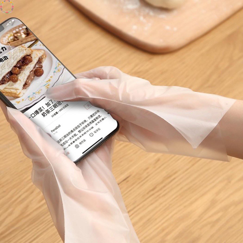 Set 100 Găng Tay Dùng Một Lần Bằng Tpe Thiết Kế Dày Dặn Tiện Dụng Cho Nhà Bếp / Salon Làm Đẹp