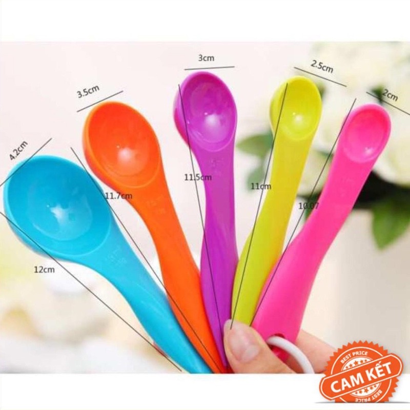 Set 5 muỗng đo lường bằng nhựa cao cấp thuận tiện đo lường chính xác nguyên liệu để chế biến thức ăn