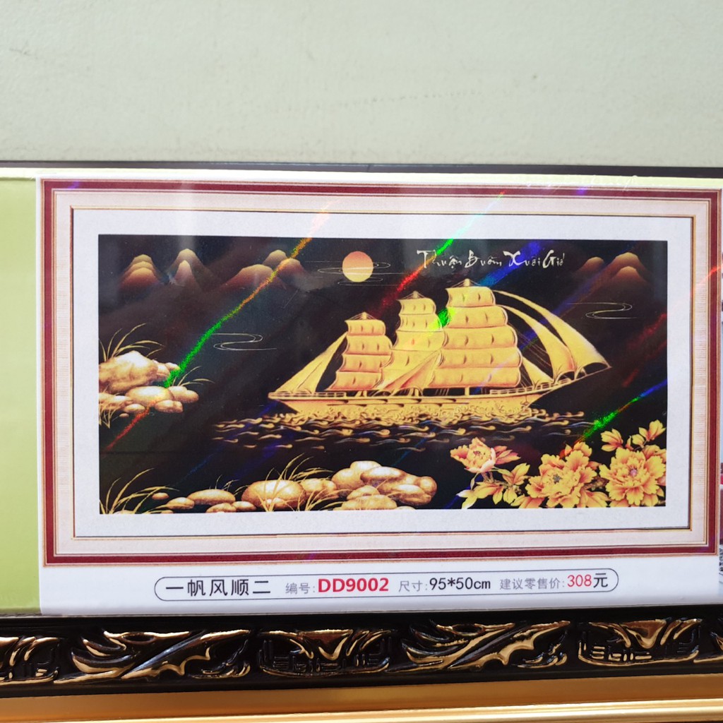 Tranh Đính Đá THUẬN BUỒM XUÔI GIÓ (ĐÁ ABC CAO CẤP). Kích Thước: 95cm x 50cm