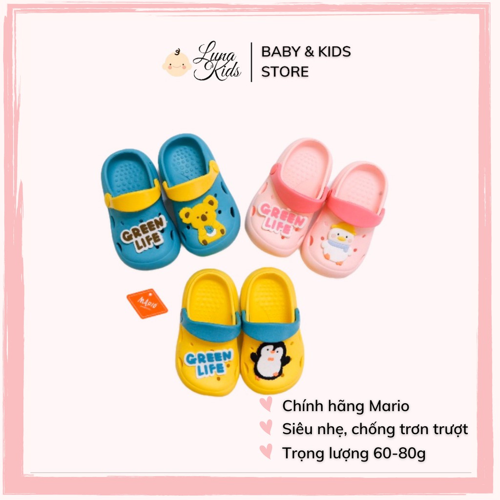 Dép sục Cross Cheerful Mario cho bé, bé trai, bé gái - LunaKids [Ảnh thật]