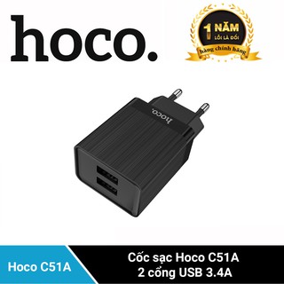 Cốc sạc hoco c51a 2 cổng usb 3.4a - nhà phân phối chính thức