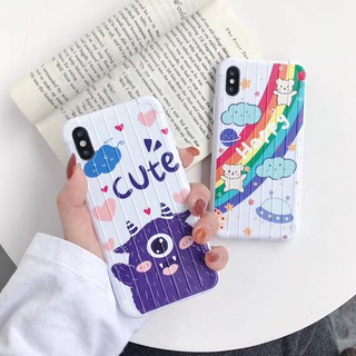 Ốp Điện Thoại Silicone Hình Quái Vật Cầu Vồng Đáng Yêu Cho Iphone 11 Promax Xs / X Xr 8