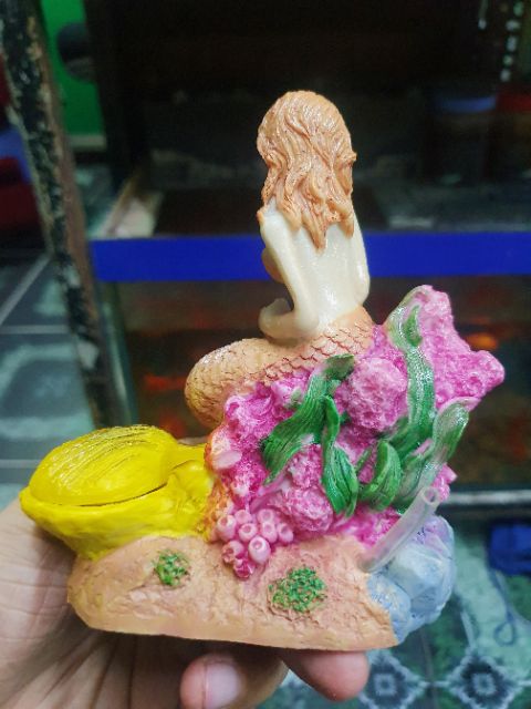 SÒ ĐÓNG MỞ NẮP NÀNG TIÊN CÁ TRANG TRÍ HỒ CÁ NON BỘ 14x7x16cm