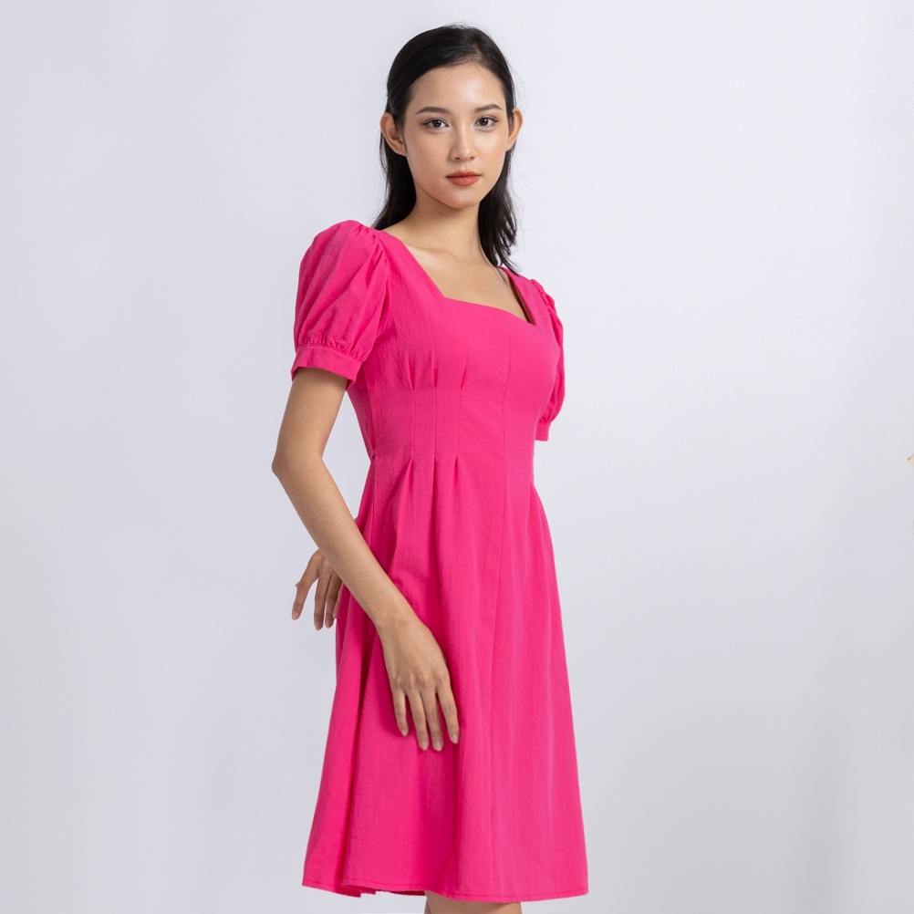 Đầm váy sơ mi nữ cổ vuông thiết kế chữ A siêu trẻ trung chất Linen cao cấp Local Brand Chính Hãng M Midor