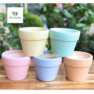 Chậu đất nung 9x9cm sơn nhiều màu trồng cây cảnh