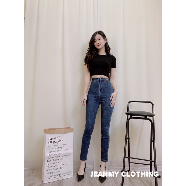 Quần jean nữ lưng cao hai màu xanh đậm, nhạt, quần jean ôm lưng cao nữ co dãn tại Jeanmy Clothing | BigBuy360 - bigbuy360.vn