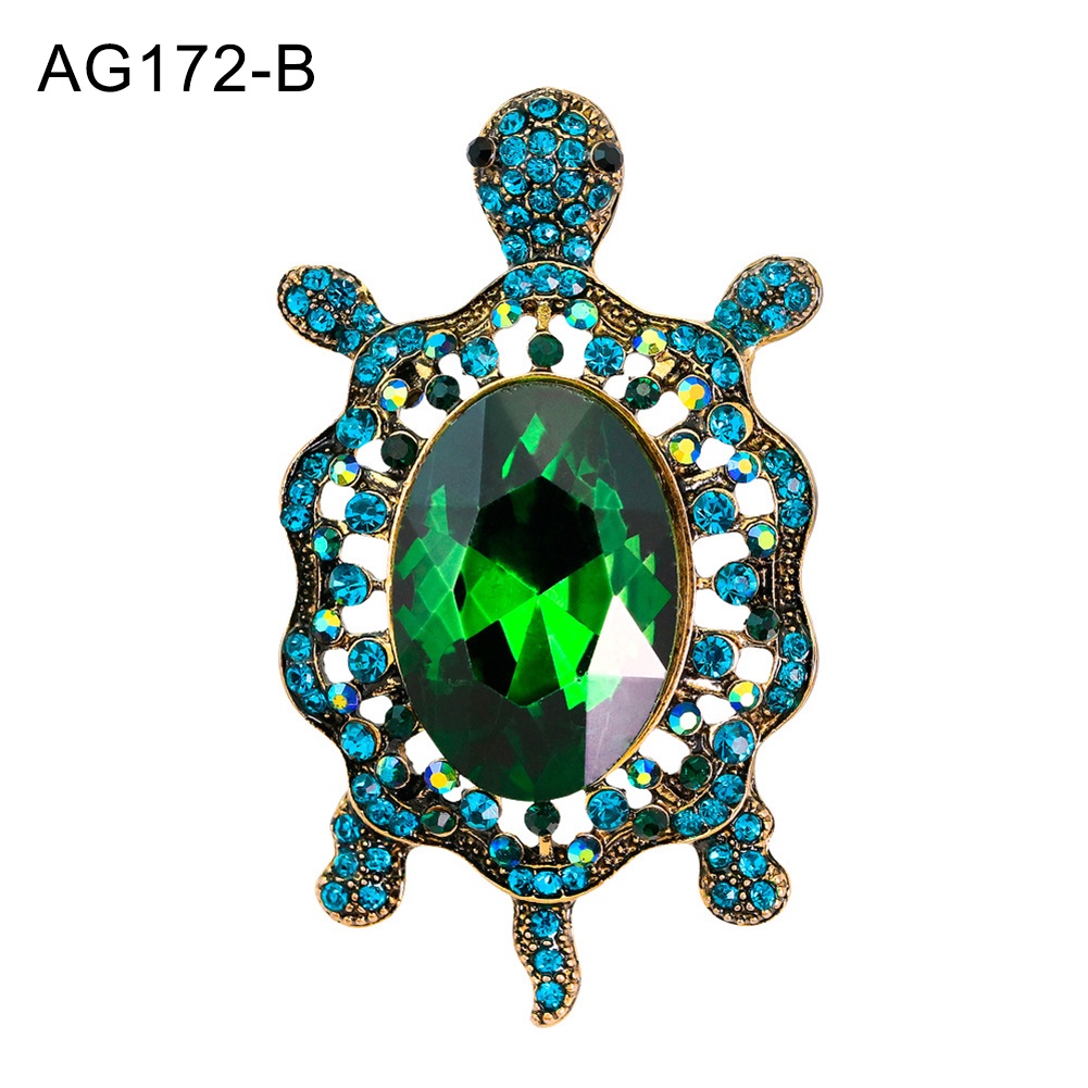 YOML✔Fashion Enamel Cartoon Turtle Rhinestones Faux Gem Inlaid Brooch Pin Jewelry