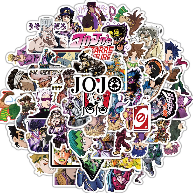 50 Sticker hoạ tiết hoạt hình Jojo's Bizarre Adventure trang trí đa năng