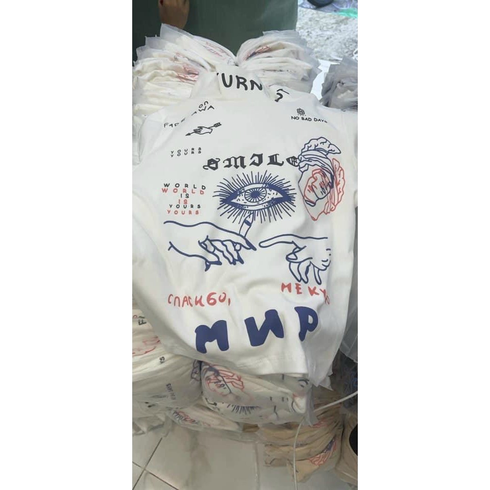 Áo thun ôm dáng tay dài cổ lọ hót họa tiết cá tính nu