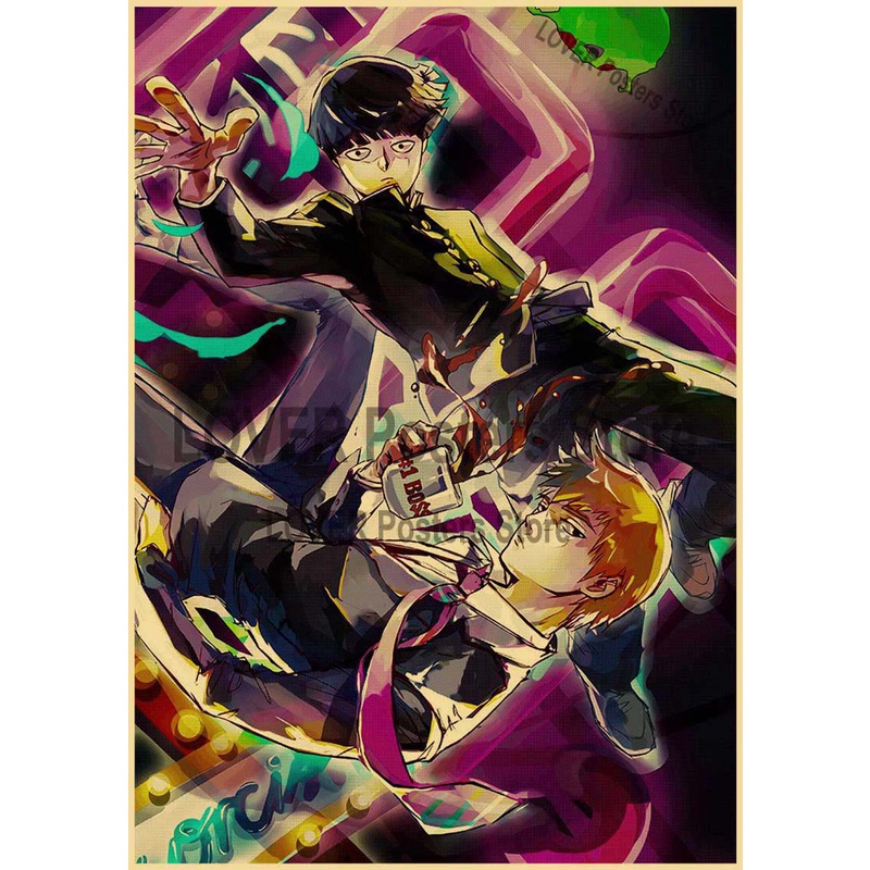 Bộ 100 Tấm Poster Hình Nhân Vật Hoạt Hình Mob Psycho Cổ Điển