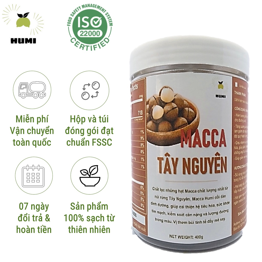 Hạt Macca DakLak Sấy Lạnh Nứt Vỏ HUMI - Tặng Kèm Tách Hạt - 100% Organic Sạch