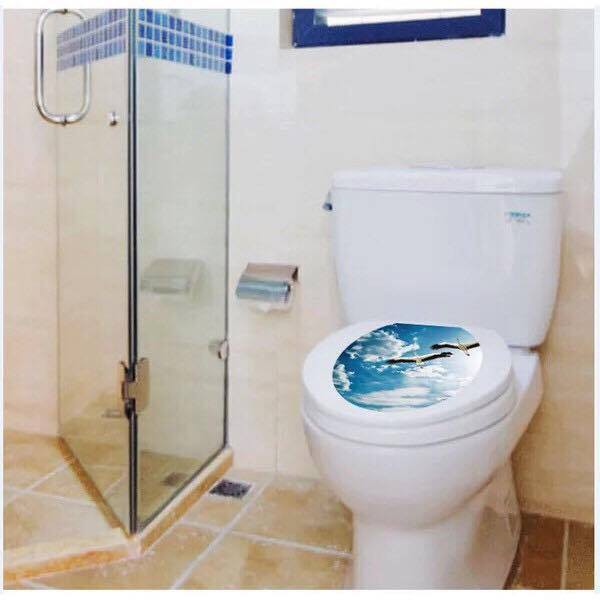 Decal trang trí Toilet - Chim Bay bầu trời 3D