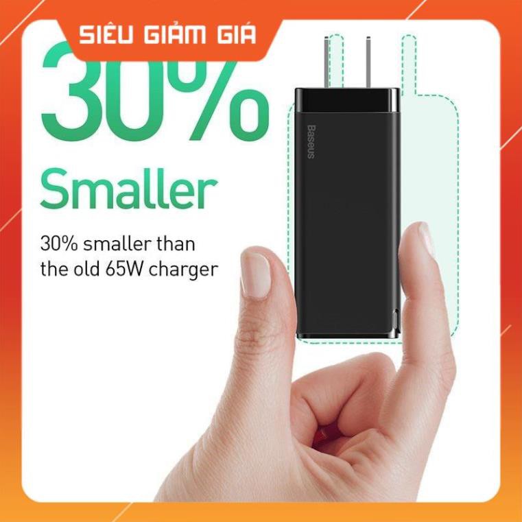 Adapter củ cóc sạc nhanh 65W đa năng 1 cổng sạc USB và 2 PD Type-C hiệu Baseus Mini GaN Travel - Hàng chính hãng