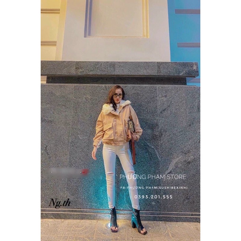 quần jean rách gối 2 màu đen trắng