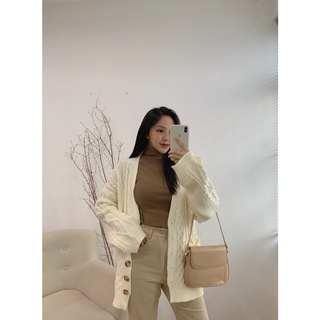 Cardigan len vặn thừng túi bên AK-839, áo khoác len có túi ấm áp