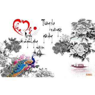 Tranh dán tường 3D cao cấp cha mẹ có keo sẵn 05
