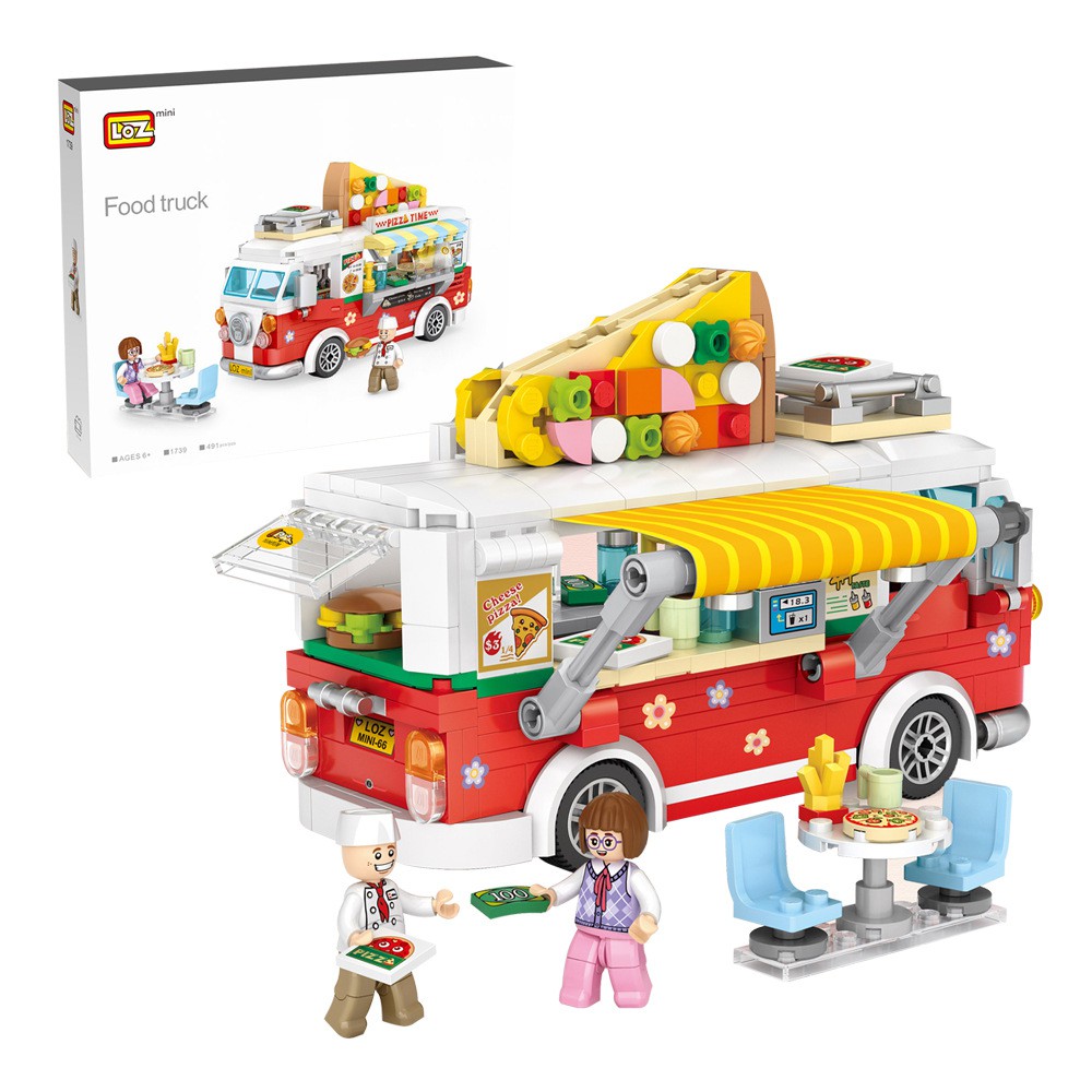 Đồ chơi lắp ráp Lego xe bán Pizza LOZ mini Food Truck