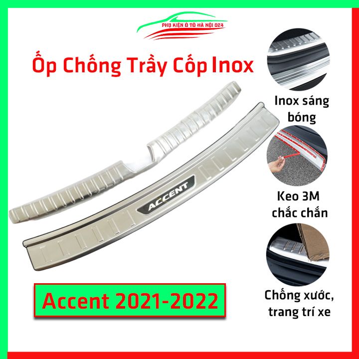 Ốp chống trầy cốp Accent 2021-2022 inox sáng bóng