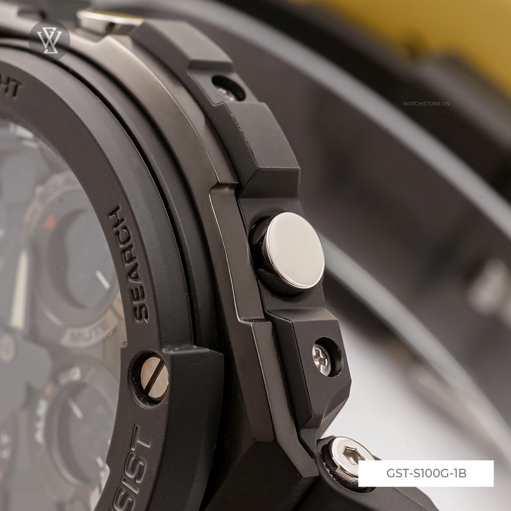 Đồng Hồ Điện Tử Nam Casio WATCHSTORE GST-S100G-1B Mặt Kính Khoáng Tròn 52.4mm, Dây Nhựa Đen Phong Cách Thể Thao