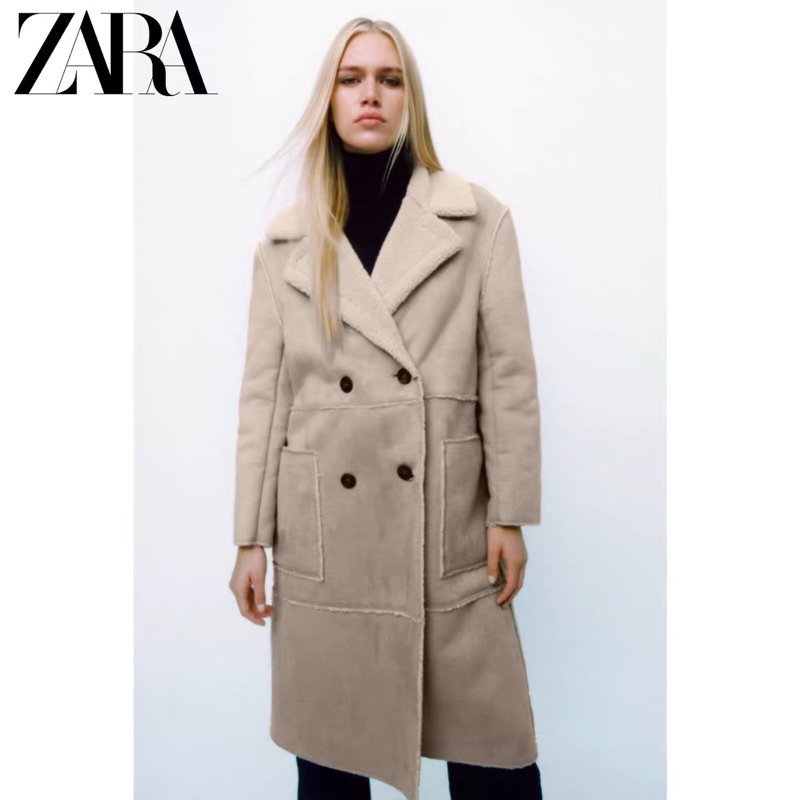 Order hàng xuất ZARA áo khoác da lộn lót lông cừu mới của nữ | BigBuy360 - bigbuy360.vn