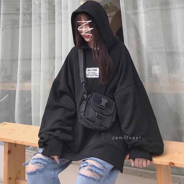  Áo Hoodie nỉ có mũ chui đầu in chữ ngực This That | BigBuy360 - bigbuy360.vn