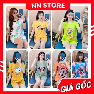 Đồ bộ nữ mặc nhà chất thun mềm mịn in hình hoạt hình dễ thương BTT thun đùi tổng hợp