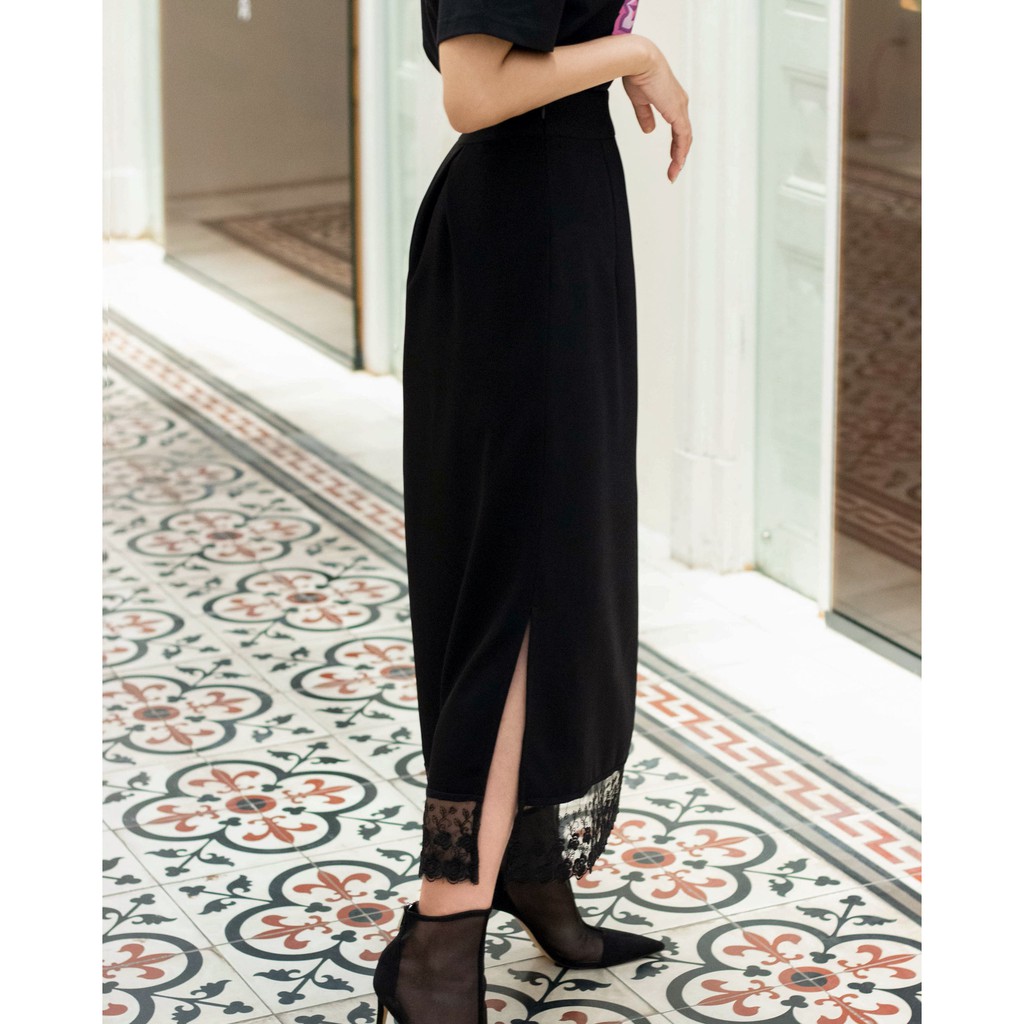 [MÃ SOULS50 - GIẢM NGAY 50K] Chân váy nữ chữ A phối ren công sở dáng dài lưng cao tôn dáng, dễ phối đồ | BigBuy360 - bigbuy360.vn