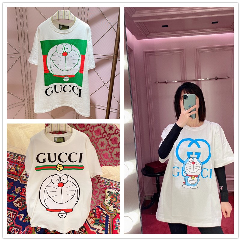 GUCCI Ladies Fashion Trend Personality Round Neck Print Short-sleeved T-shirt