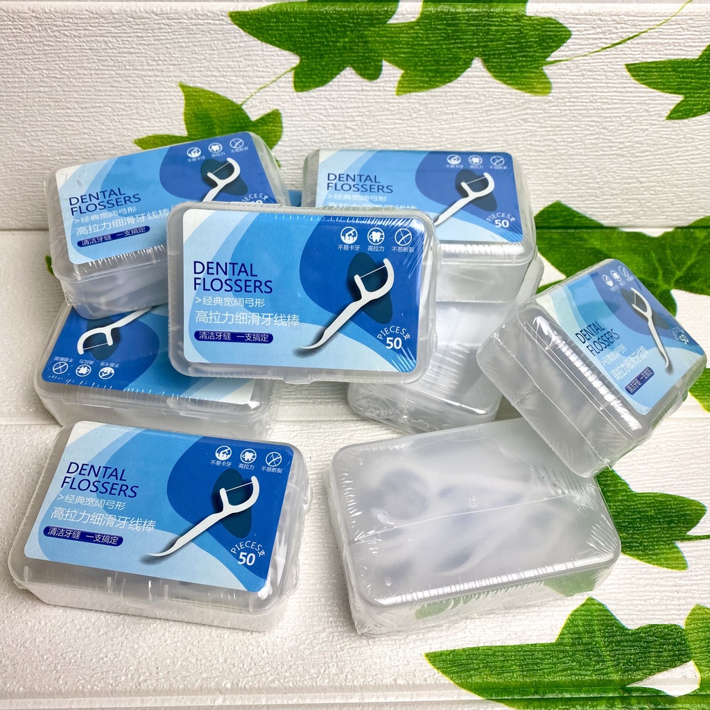 Tăm chỉ nha khoa DENTAL FLOSSERS sợi chỉ mảnh chất lượng 50 cây / hộp