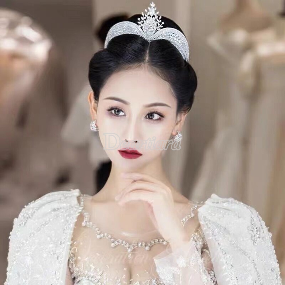 Vương Miện Hợp Kim Đính Đá Lấp Lánh Thời Trang Cho Cô Dâu