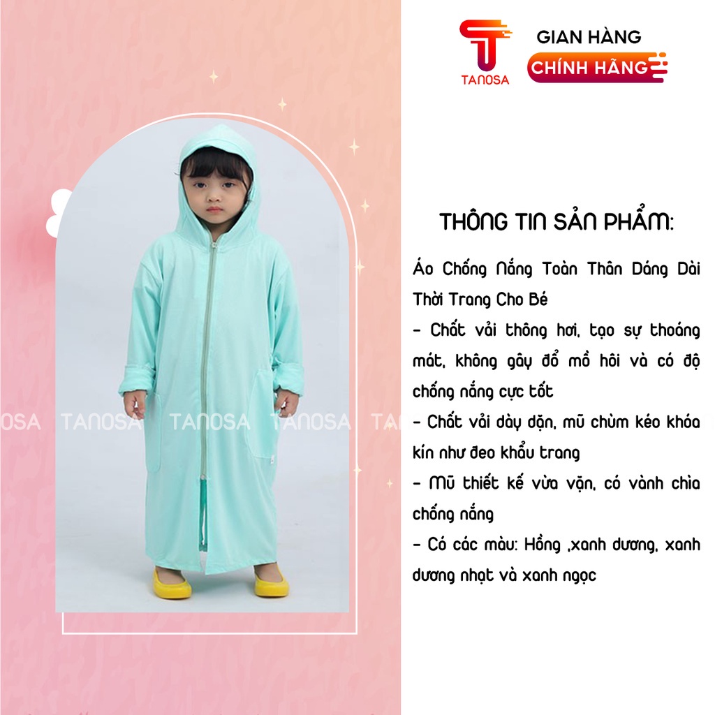 Áo chống nắng dáng dài cho bé toàn thân cho bé (2-6 tuổi) Tanosa kids 2021