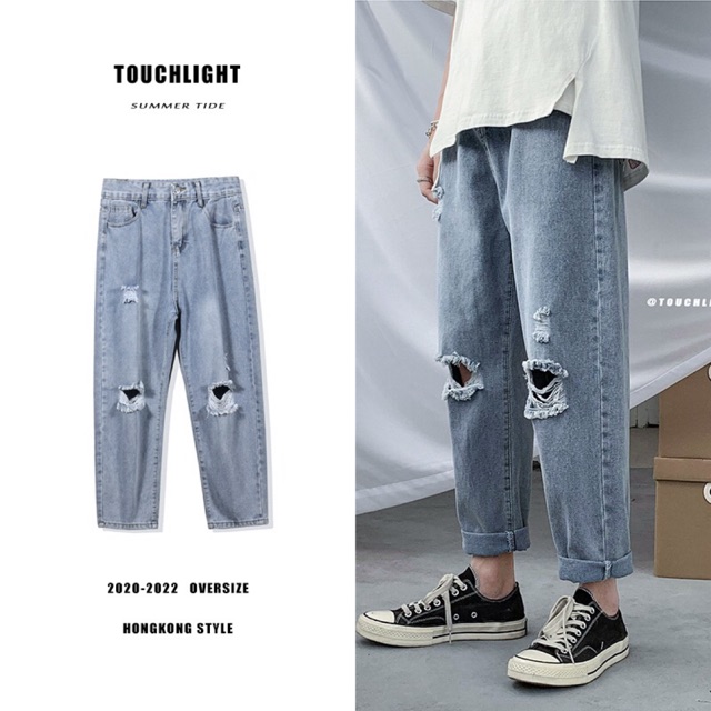 Quần Jeans Baggy Dáng Rách Gối 2020