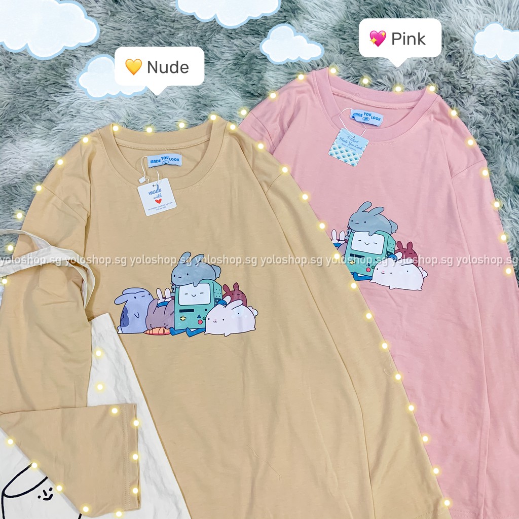 Áo Thun Tay Dài Unisex Form Rộng BMO THỎ MADE YOU LOOK ( HÀNG ĐẸP KÈM ẢNH THẬT )