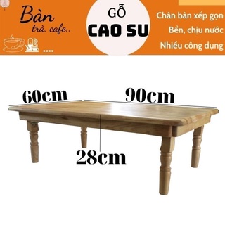 Bàn gỗ xếp gọn chân tiện 90x60x28cm (Tự nhiên)