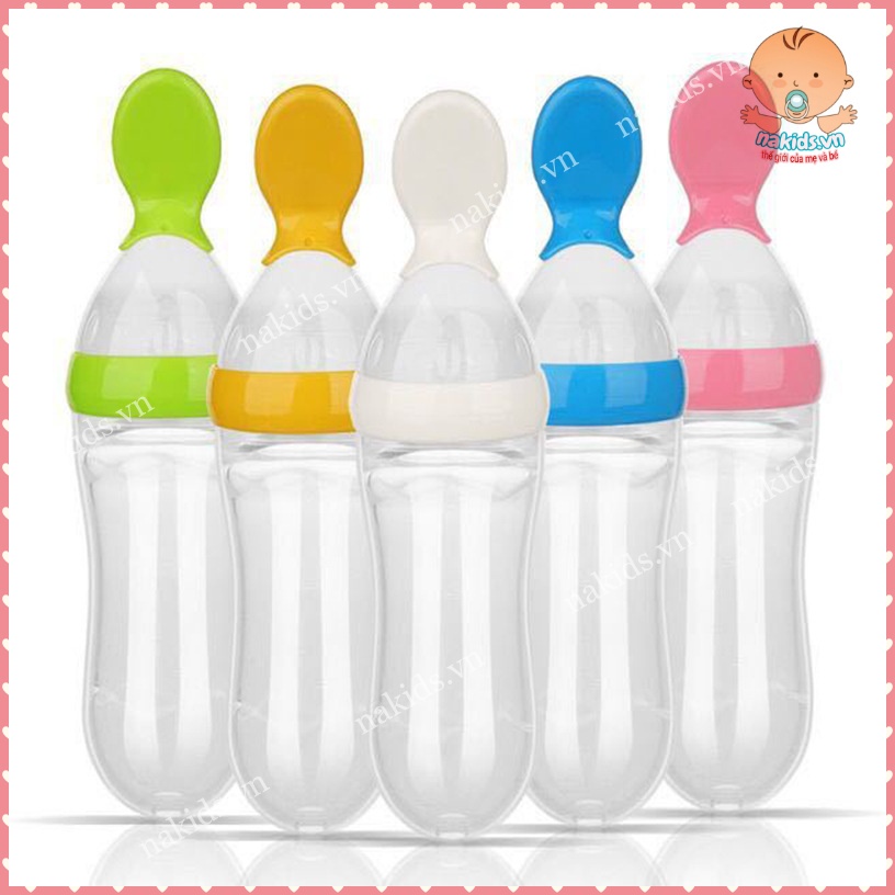 Bình Thìa Ăn Dặm Silicon, Bình Bón Cháo, Bột Cho Bé An Toàn Và Tiện lợi MS16