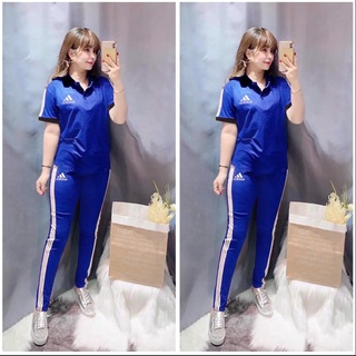 Set bộ cotton cổ đơn giản logo thêu xinh - mẫu mặc sp thật chụp