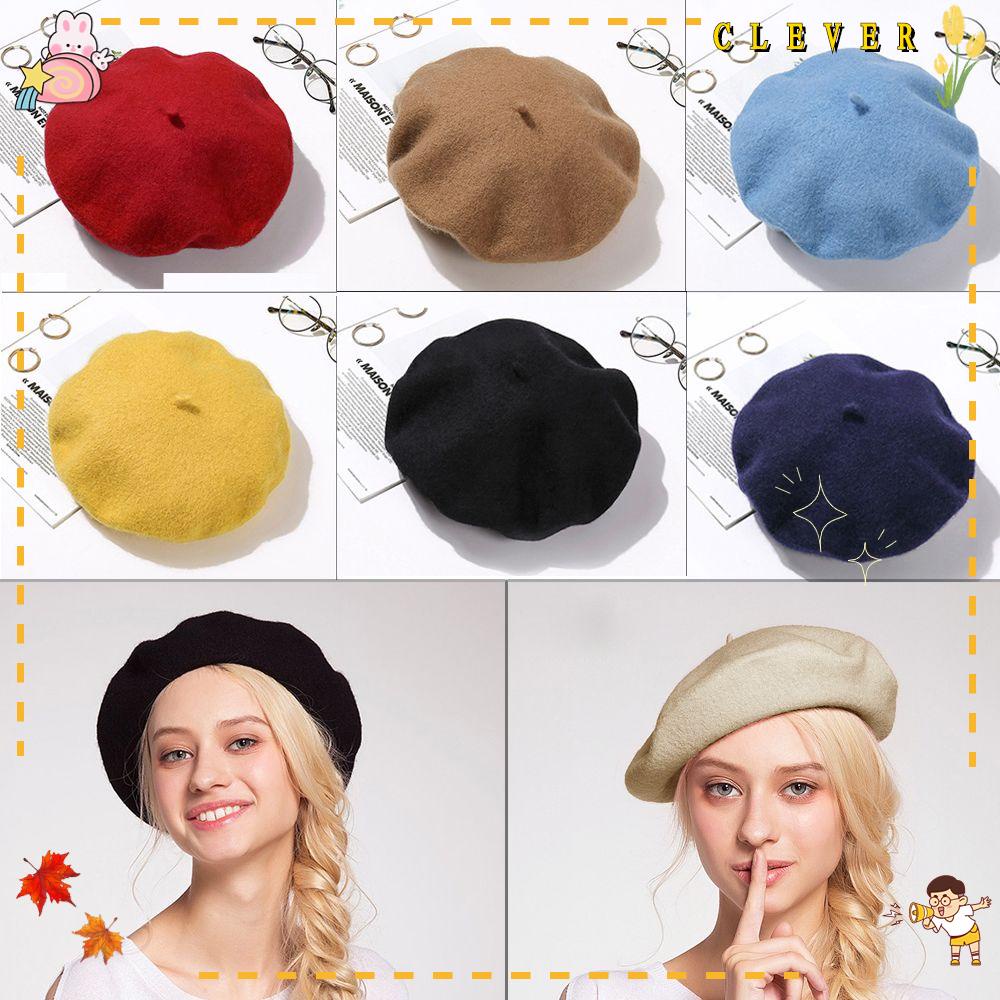 Mũ len beret màu trơn thời trang