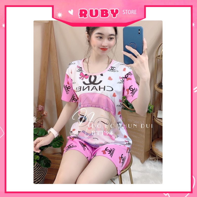 Đồ bộ nữ mặc nhà Free Size chất thun mềm mịn mát ❤ Set đùi hoạt hình dễ thương ❤ Rubystorevn