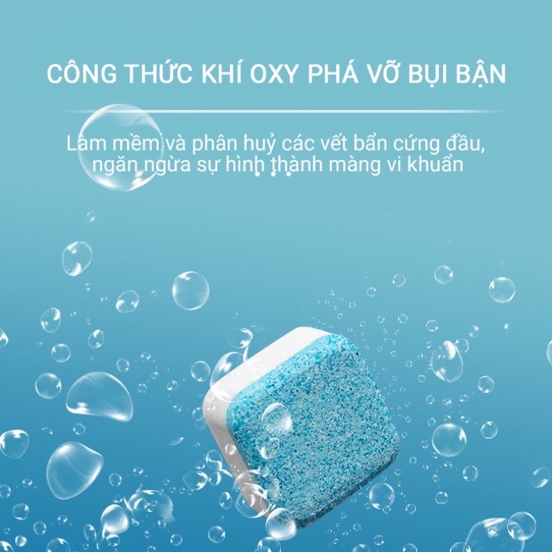 [Hộp 12 Viên] Viên Tẩy Vệ Sinh Lồng Máy Giặt, Diệt khuẩn và Tẩy chất cặn Lồng máy giặt hiệu quả