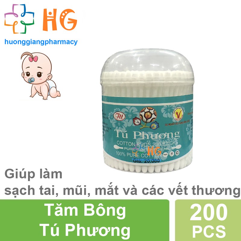 Tăm bông Tú Phương (Lọ 200 que) (Dành cho người lớn)