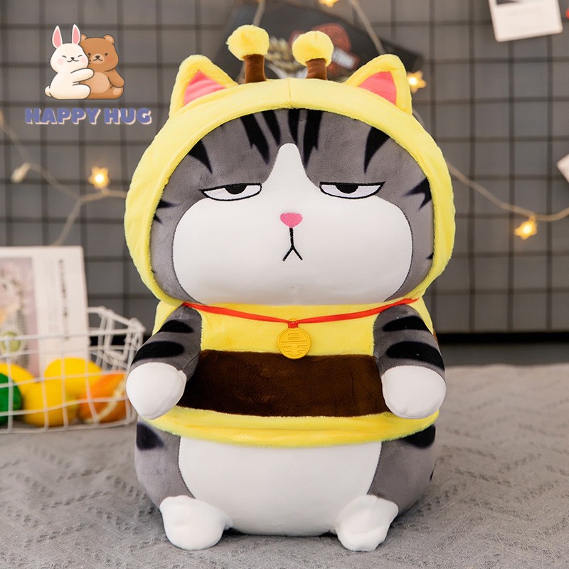 Gấu Bông mèo hoàng thượng Size 24/40cm và chó mặt xị cosplay ong siêu dễ thương nhồi gòn cao cấp - Happy Hug