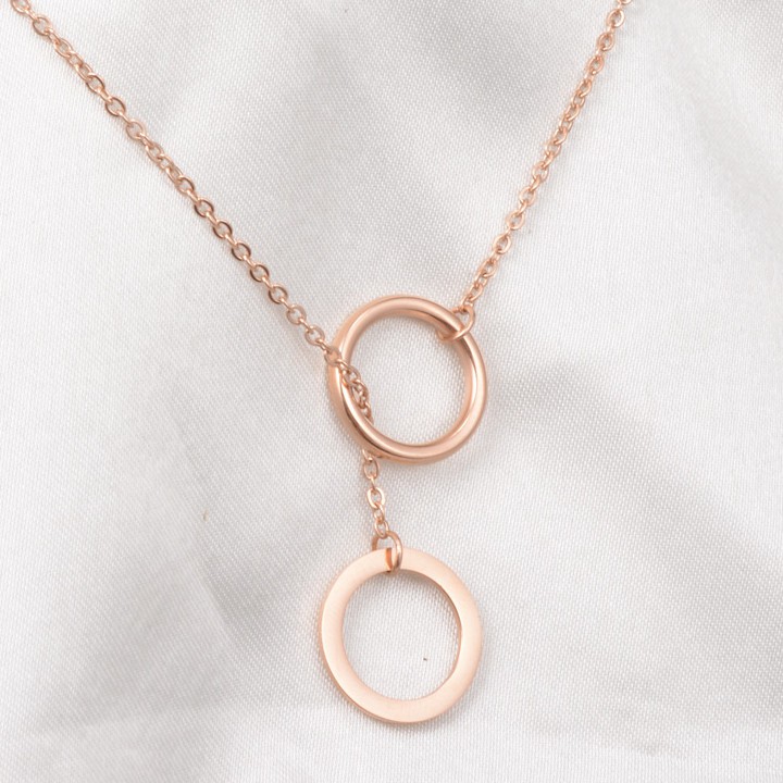 Dây Chuyền 2 Khoen Tròn Titan Ko Đen Cao Cấp TT 2114 - TT 2114