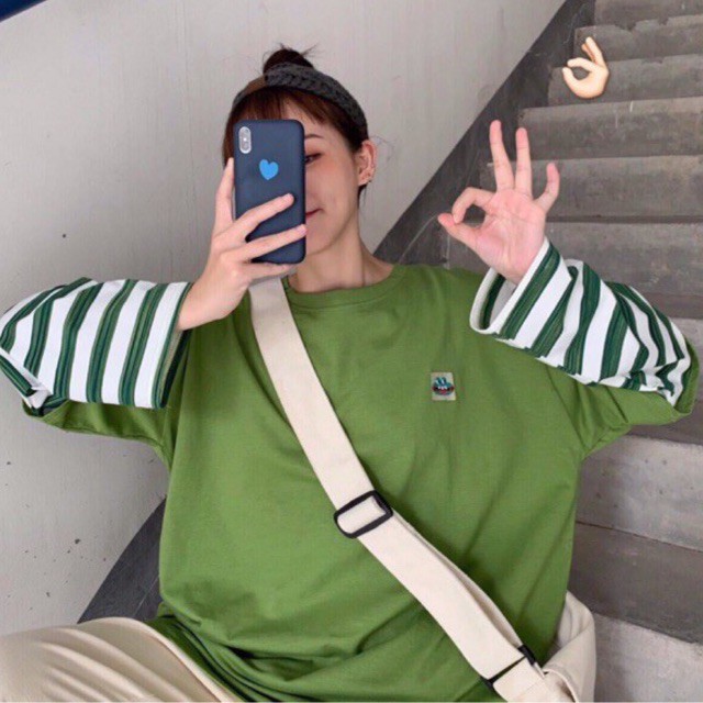 Áo thun tay dài form rộng - phông dài tay nam nữ oversize thêu ếch nối tay - 2N Unisex