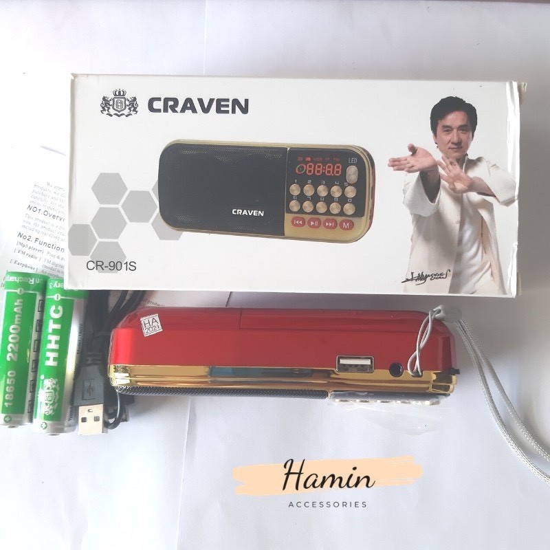 Loa Đài CRAVEN CR-901S ⚡FREE SHIP⚡ 3 Pin Siêu Khỏe, Nghe Pháp/Bé Học Tiếng Anh/USB/Thẻ Nhớ/Đài FM . Bảo Hành 6 Tháng