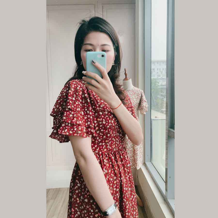 Váy hoa nhí Ulzzang dáng dài phối tay lỡ cánh tiên chất voan cát dày mềm mịn Đầm hoa nhí phong cách Vintage (hàng sẵn!!) | BigBuy360 - bigbuy360.vn