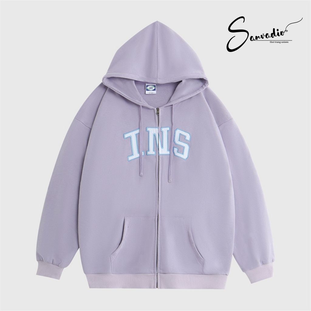 Áo Hoodie Chống Nắng Tia UV  SANVADIO Áo Khoác Form Rộng Có Khóa kéo Thêu Chữ Trước Ngực Cực Đẹp Kiểu Hàn Quốc AN341