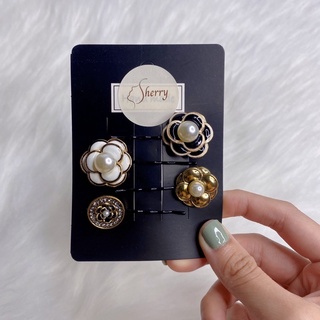 Set 4 chiếc kẹp tóc hoa trà