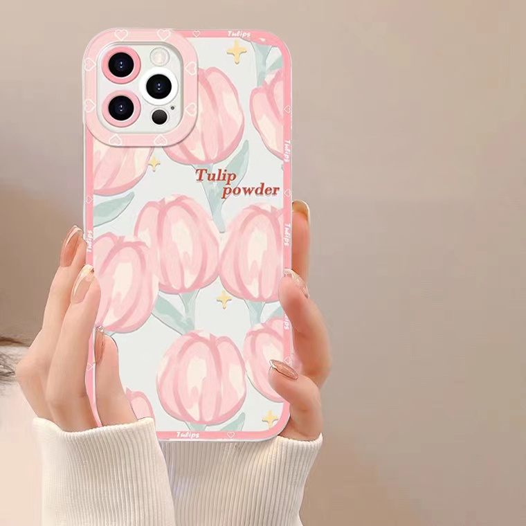 Ốp Điện Thoại Silicon Tpu Mềm Trong Suốt Hình Hoa Tulip Cho iPhone 6 6s 7 8 plus XR X XS max 11 12 13 pro max SE 2020 13Mini