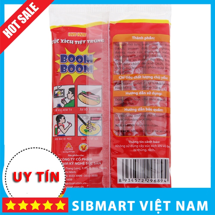 Xúc xích tiệt trùng Boom Boom Vissan 115g (5 cây/gói) - SibMart Việt Nam - SC0038